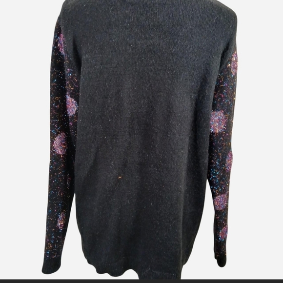 Apt. 9 Metallic Polka Dot Sweater Extra Large XL Black  Pink Sparkle Party - Picture 2 of 2